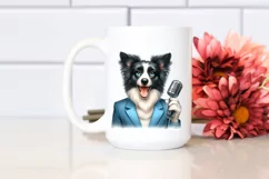 Watercolor Pop Singer Border Collie Clipart Product Image 2