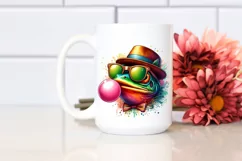 Quirky Frog Portrait Blowing Chewing Gum | Clipart Product Image 2