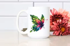 Vibrant Butterfly in Abstract Frame, Watercolor PNG Product Image 2