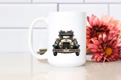 Vintage Police Car with Fireworks | Clipart Product Image 2