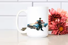 Vintage Police Car with Fireworks | Clipart Product Image 2