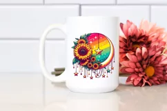 Vibrant Half Moon with Sunflowers PNG Product Image 2