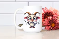 Watercolor Funny Owl Goat | Big Eyes | Confused Product Image 2