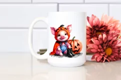 Simple Watercolor Cute Baby Pig Dressed for Halloween Product Image 2