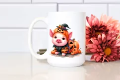 Cute Baby Pig Halloween in Style | Sublimation Clipart Product Image 2