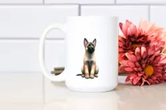 a Cute Watercolor Malinois Sitting Among Christmas Gifts PNG Product Image 2