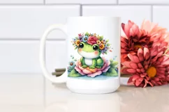 Frog Sitting on Flower with Flower Crown PNG Product Image 2