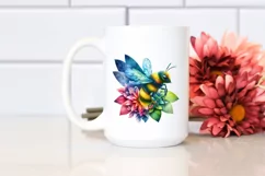 Vibrant Bee with Flowers, Abstract PNG Product Image 2