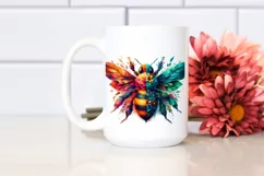 Vibrant Bee with Flowers, Abstract PNG Product Image 2