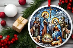 Round Christmas Ornament Sublimation|Clipart Product Image 1