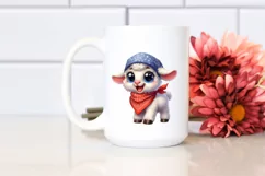 Watercolor Funny Poney Lamb | Big Eyes | Bandana Product Image 2