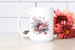 Washed Watercolor Vibrant Floral Frame with Pink Roses, Product Image 2