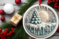 Round Christmas Ornament Sublimation|Clipart Product Image 1