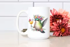 Young Hummingbird with Flower Wreath Clipart Product Image 2