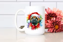 a Cute Vibrant Mastiff with Santa Hat PNG Product Image 2