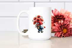 Gnome Poppy Bouquet Basket Clipart Product Image 2