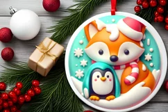 Round Christmas Ornament Sublimation|Clipart Product Image 1