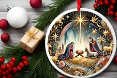 Round Christmas Ornament Sublimation|Clipart Product Image 1