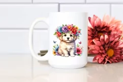 Cartoon-Style Puppy Flower Crown | Sublimation Clipart Product Image 2