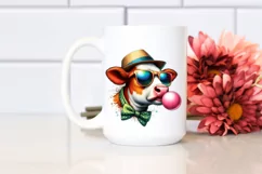 Quirky Cow Portrait Blowing Chewing Gum | Clipart Product Image 2