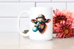 Quirky Cow Portrait Blowing Chewing Gum | Clipart Product Image 2