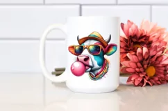 Quirky Cow Portrait Blowing Chewing Gum | Clipart Product Image 2