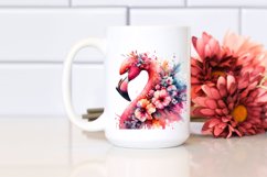 Artistic Flamingo Half Flowers Splash | Clipart Product Image 2