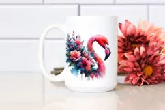 Artistic Flamingo Half Flowers Splash | Clipart Product Image 2