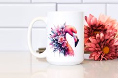 Artistic Flamingo Half Flowers Splash | Clipart Product Image 2