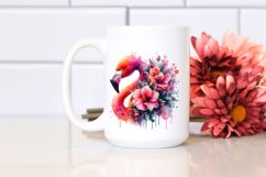 Artistic Flamingo Made of Flowers | Watercolor Clipart Product Image 2