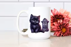 Cute Baby Black Cat Halloween | Sublimation Clipart Product Image 2