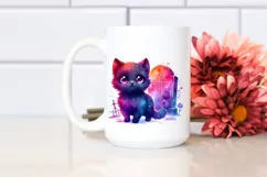 Cute Baby Black Cat Halloween | Sublimation Clipart Product Image 2