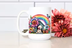 Colorful Dog House with Rainbow Bird Clipart Product Image 2