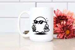 Cute Ghost with Sunglasses Holding Soda PNG Product Image 2