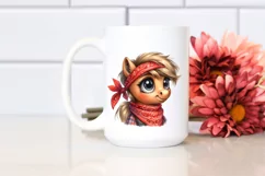 Goofy Poney Portrait with Bandana and Shy Eyes Clipart Product Image 2