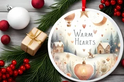 Watercolor Christmas Scene Warm Hearts Sublimation PNG Product Image 2