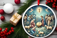 Round Christmas Ornament Sublimation|Clipart Product Image 1