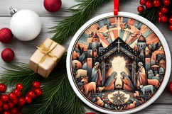 Round Christmas Ornament Sublimation|Clipart Product Image 1