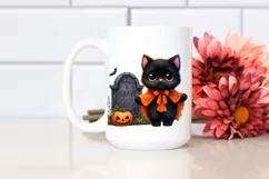 Cute Halloween Black Cat Watercolor Clipart Product Image 2