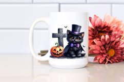 Cute Halloween Black Cat Watercolor Clipart Product Image 2