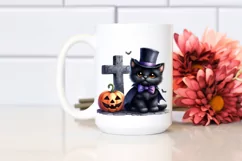 Cute Halloween Black Cat Watercolor Clipart Product Image 2