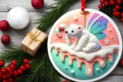 Round Christmas Ornament Sublimation|Clipart Product Image 1