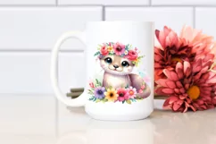 Vibrant Otter with Flower Crown PNG Product Image 2