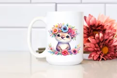 Cute Otter with Flower Crown PNG Product Image 2