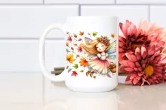Colorful Watercolor Fairy Tumbling with Autumn Leaves, Product Image 2