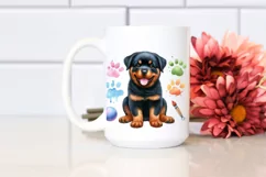 Watercolor Cute Colorful Rottweiler | Clipart Product Image 2