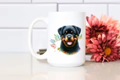 Watercolor Cute Colorful Rottweiler | Clipart Product Image 2
