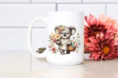 Detailed Baby Koala with Flowers PNG Product Image 2