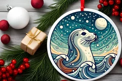 Round Christmas Ornament Sublimation|Clipart Product Image 1