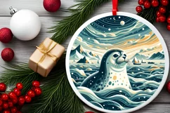 Round Christmas Ornament Sublimation|Clipart Product Image 1